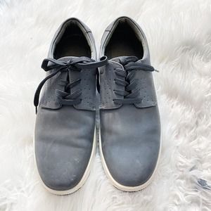 Men's Gray Leather Lace up Fashion Sneakers Size 8